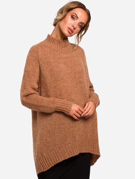 Sweter z golfem damski długi Made Of Emotion M468 S/M Camel (5903068452055)