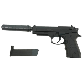 Пистолет страйкбольный Beretta 92 с глушителем Galaxy 18х4,5х25 см (det0006622) Черный