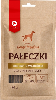 Kiełbaski wołowe Maced z przysmakiem ryżowym dla psów 100 g (5907489324083)