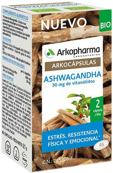 Suplement diety Arkopharma Ashwagandha Bio 45 kapsułek (3578835710519)