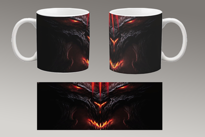 Чашка біла керамічна "Diablo 3" Діабло ABC