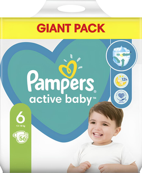 Pieluchy Pampers Active Baby Rozmiar 6 (13-18 kg) 56 szt (8001090950130)