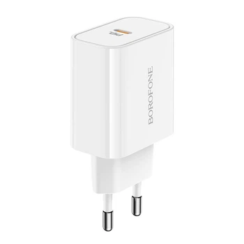 Адаптер мережевий BOROFONE Easy Speed single port charger BA57A |Type-C, 20W/3A, PD/QC| білий