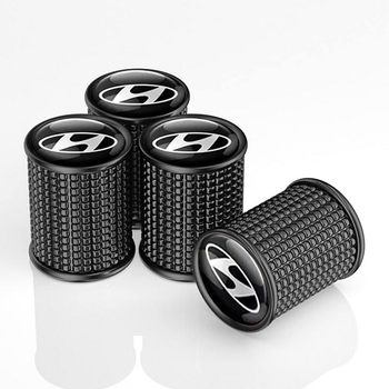 Набір захисних ковпачків SUNROZ Caps на ніпель для автомобіля Hyundai Lux Black Хюндай метал 4 штуки (A-67536)