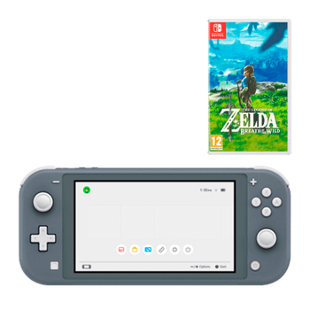 Набор Консоль Nintendo Switch Lite 32GB (045496452650) Grey Б/У + Игра The Legend of Zelda Breath of The Wild Русская Озвучка Б/У