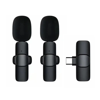 Микрофон беспроводной двойной Type-c 2,4 гГц 20 м. для Android, простое подключение, Черный