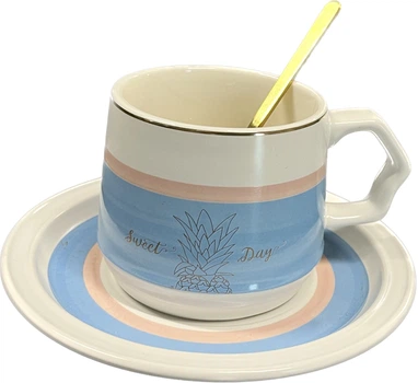 Чашка с блюдцем и ложкой Sweet Day Stenson YG00953 220мл blue