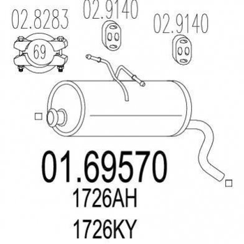 Глушник MTS 0169570 Citroen Berlingo; Peugeot Partner 1730NZ, 1730P1, 1730Q3