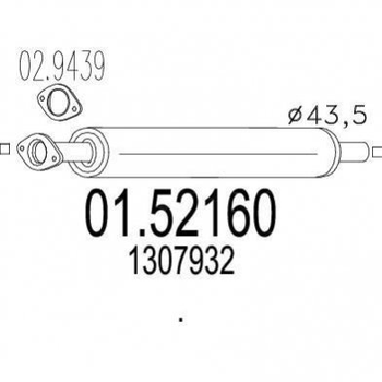 Глушник середній MTS 0152160 Ford Focus, C-Max; Volvo S40, C30 1307932