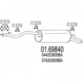 Глушник MTS 0169840 Volkswagen Transporter 044253609BA, 074253609BA