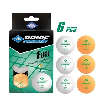 Мячи Donic Elite 1звезда 40+ plastic white 6 шт white+orange 608511