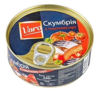 Скумбрія в томатному соусі VARO 10 шт х 240 г
