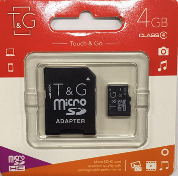 Карта памяти 4Gb micro SDHC, , Class4, T&G, SD адаптер IS33 (4GBSDCL4KRPM) CLS55