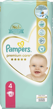 Pieluchy Pampers Premium Care Rozmiar 4 (9-14 kg) 52 szt (4015400278818)