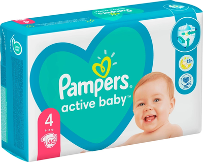 Pieluchy Pampers Active Baby Rozmiar 4 (9-14 kg) 46 szt (8001090949097)