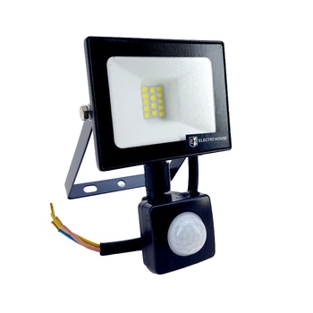 Світлодіодний (LED) вуличний прожектор 10Вт 220В з датчиком руху 6500К IP65, регулювання чутливості