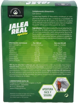 Дієтична добавка El Natural Jalea Real Apetito 20 флаконів легковідкривних (8410914330100)
