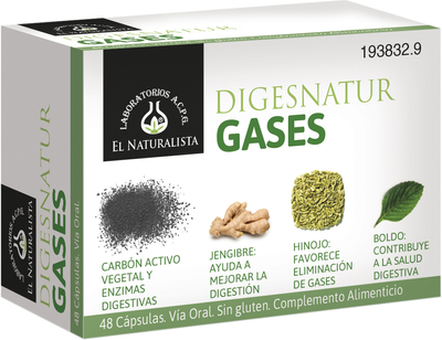 Дієтична добавка El Natural Digesnatur Gases 650 мг 48 капсул (8410914320736)
