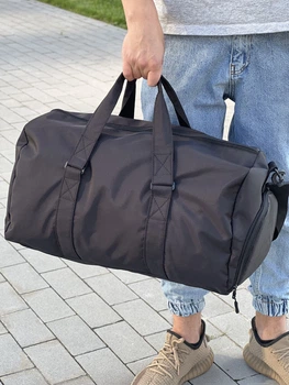 Спортивная сумка с карманом для обуви из прочной ткани оксворд 35L Black на 2 отделения