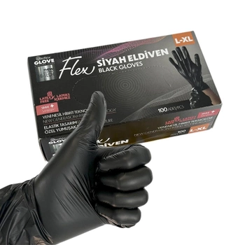 Одноразові рукавички Flex, TPE, чорний, L/XL, 100 шт Reflex