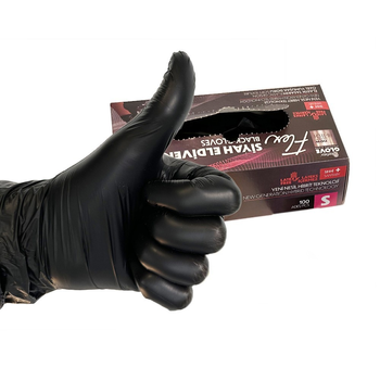 Одноразові рукавички Flex, TPE, чорний, S, 100 шт Reflex