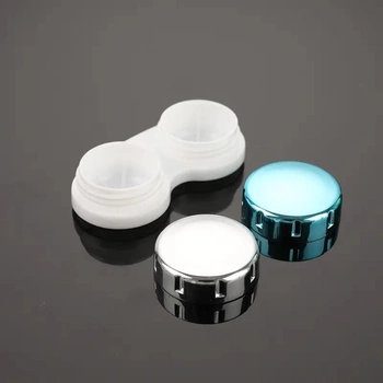 Дорожный набор для хранения контактных линз. Квадратный контейнер для контактных линз с пинцетом, флаконом для жидкости и присоской. Silver (Серебристый)