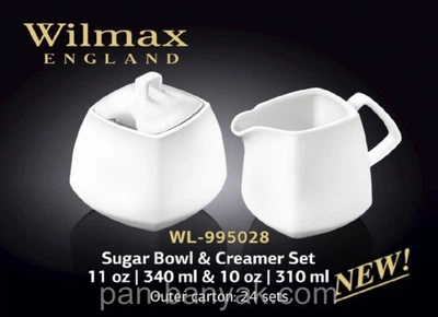 Сахарница и сливочник Wilmax 2 предмета 340мл/310мл фарфор (995028 WL)