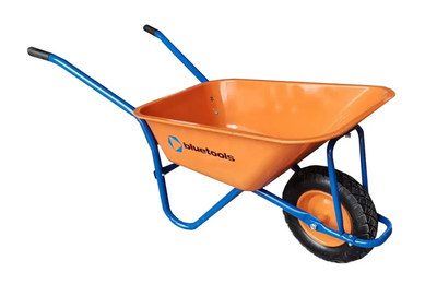 Тачка садово-строительная хозяйственная одноколесная 90 л Bluetools грузоподъемность 210 кг пневмоколесо Orange