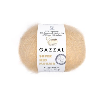 Пряжа gazzal super kid mohair/газзал супер кід мохер 64404 карамельний беж