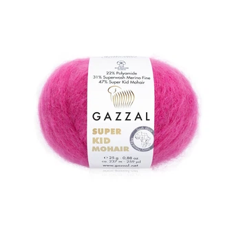 Пряжа gazzal super kid mohair/газзал супер кід мохер 64421 фуксія