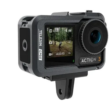 Захисна рамка для DJI Action 3/4, алюмінієва рамка 1/4 з кріпленням холодний башмак, чорна Telesin