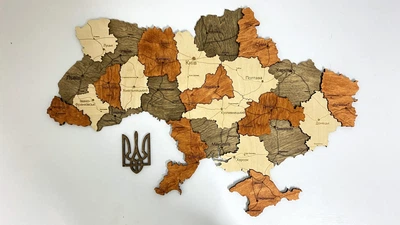 Деревянная Многослойная карта Украины "Брауни" Simpl, 200×134 см