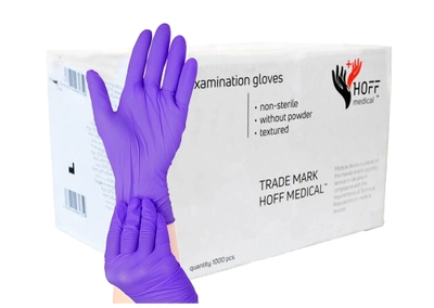 Рукавички нітрилові фіолетові нестерильні HOFF MEDICAL (10уп./коробка) Розмір S