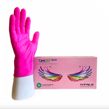 Перчатки нитриловые розовые S