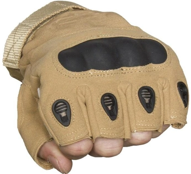 Тактические безпалые перчатки армейские Tactic военные перчатки с защитой костяшек размер ХЛ цвет Койот (oakley-coyote-xl)