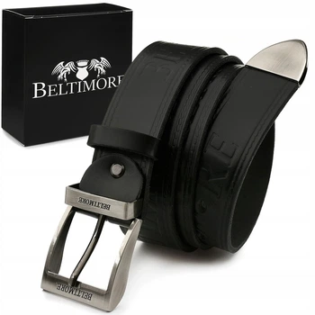 Чоловічий шкіряний ремінь для брюк, джинсів Beltimore чорний (524_100) 115 см