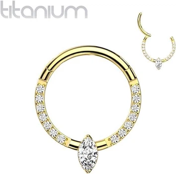 Кольцо кликер из титана Spikes RHT16-1608-GDC для пирсинга септума, трагуса, хеликса, брови (1,2мм, 8мм)