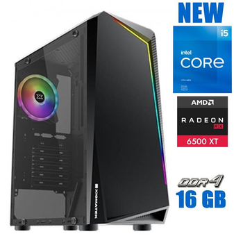 Игровой ПК Xigmatek Vortex Tower / Intel Core i5-11400F (6 (12) ядер по 2.6 - 4.4 GHz) / 16 GB DDR4 / 240 GB SSD / AMD Radeon RX 6500 XT, 4 GB GDDR6, 64-bit / 600W б/у
