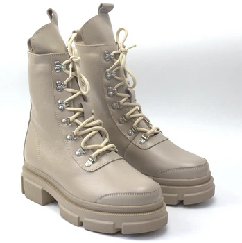 Ботинки бежевые на меху на широкую стопу на платформе женская обувь COSMO Shoes Berry Beige 36р 24см 148615839936
