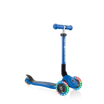 Дитячий триколісний самокат Globber Junior Foldable Lights Navy Blue (437-100)