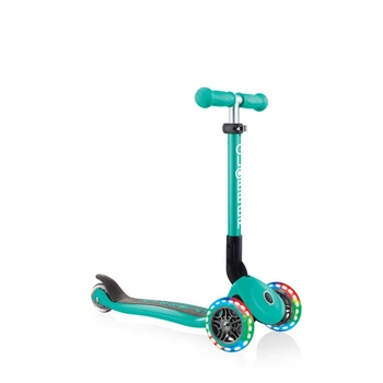 Дитячий триколісний самокат Globber Junior Foldable Lights Emerald Green (437-107)