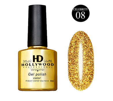 Гель-лак HD Hollywood 08 Celebrity Светоотражающий Золото 8 мл