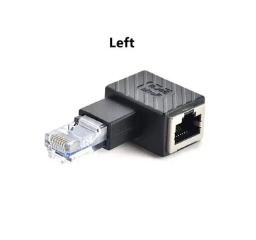 Перехідник адаптер з'єднувач конектор RJ45 MtoF LAN 90° Лівий Чорний