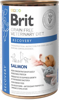 Вологий корм Brit VetDiets Recovery для собак і котів під час одужання, відновлення після операції, 400 г (лосось) 100291