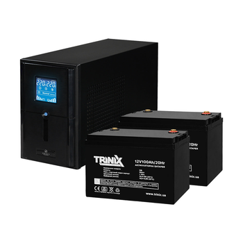Комплект резервного живлення: ДБЖ Kraft PSW1500VA/1200W(LCD)24V UPS + акумулятор Trinix 100 Аг AGM (2 шт.) (42-00062-8)