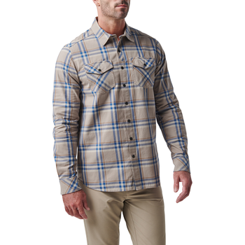 Сорочка тактична 5.11 Tactical Gunner Plaid Long Sleeve Shirt Badlands Tan Plaid L (72530-171)