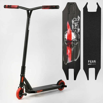 Самокат трюковый с полиуретановыми колесами 115мм (МТ-50599) Best Scooter "FEAR" SCS-система, ПЕГИ алюминиевый диск и дека