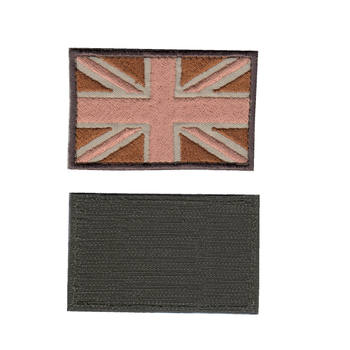 Шеврон патч на липучці Прапор Британський коричневий на бежевому фоні з коричневою рамкою, 5см*8см, Світлана-К