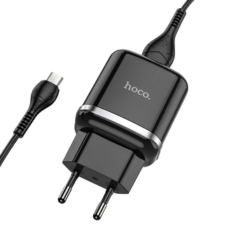Адаптер сетевой Hoco Micro USB Cable Special FCP, AFC N3 |1USB, 18W/3A, QC3.0| (Safety Certified) черный