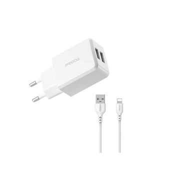Адаптер сетевой PRODA Lightning cable Linshy Pro PD-A22 |2USB, 2.1A| белый